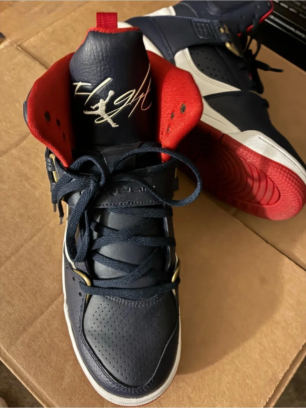 Jordan Men's and Women’s Navy and Red High-Top Sneakers